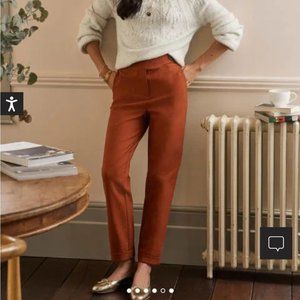 Boden Tab Detail Pants tapered brown orange high rise casual dress pants 8